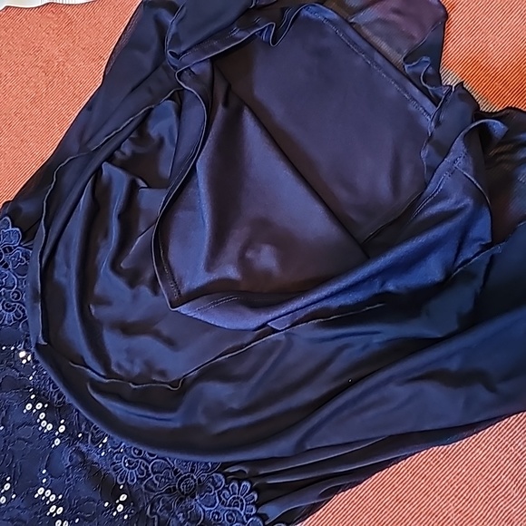 STUNNING BY & BY NAVY LACE SEQUIN DRESS - Picture 7 of 11